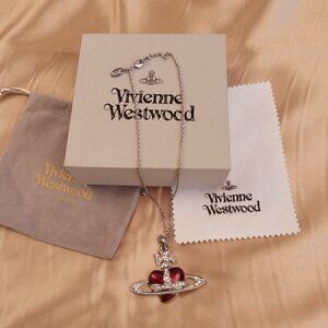 ❤️ Vivienne Westwood Red Heart Saturn Necklace